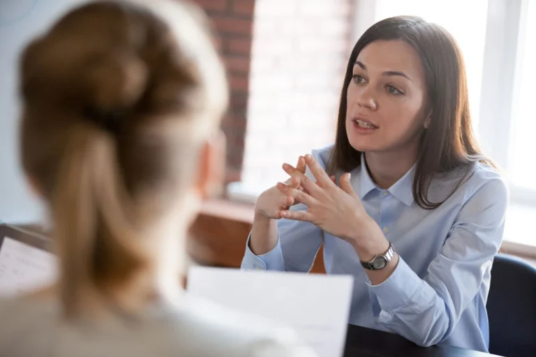 Lawyer and client discussing employment contract