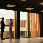 lawyer and business person shaking hands over real estate deal